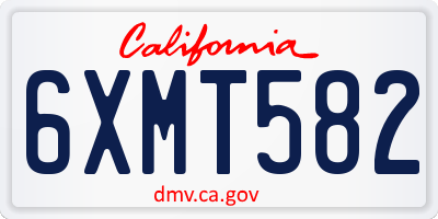 CA license plate 6XMT582
