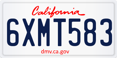 CA license plate 6XMT583