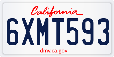 CA license plate 6XMT593