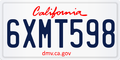 CA license plate 6XMT598