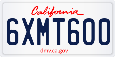 CA license plate 6XMT600