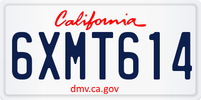 CA license plate 6XMT614