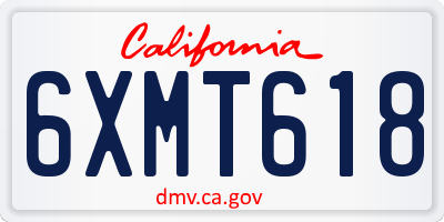 CA license plate 6XMT618