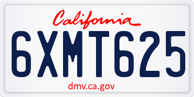 CA license plate 6XMT625