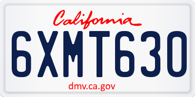 CA license plate 6XMT630