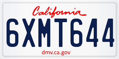 CA license plate 6XMT644