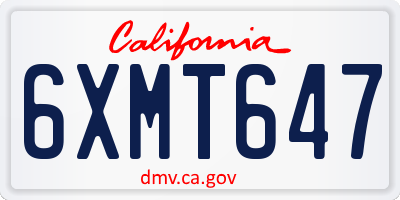 CA license plate 6XMT647