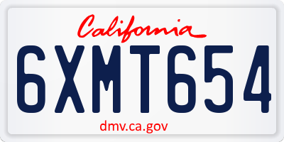 CA license plate 6XMT654