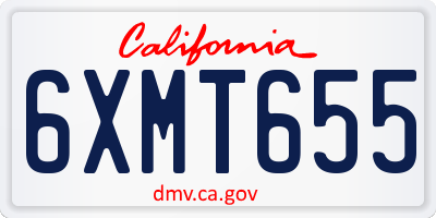 CA license plate 6XMT655