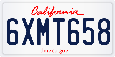 CA license plate 6XMT658