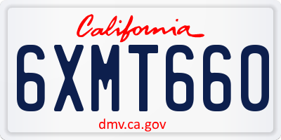 CA license plate 6XMT660