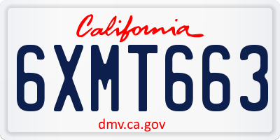 CA license plate 6XMT663