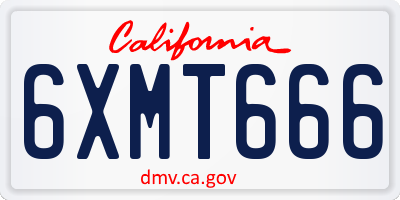 CA license plate 6XMT666