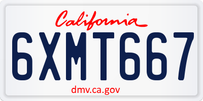 CA license plate 6XMT667
