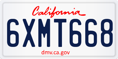 CA license plate 6XMT668