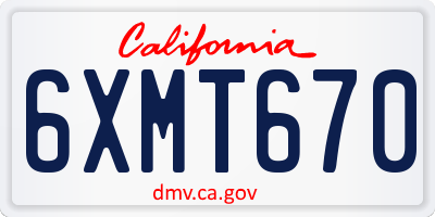 CA license plate 6XMT670