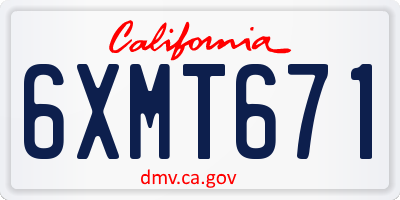CA license plate 6XMT671