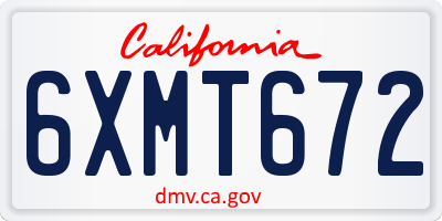 CA license plate 6XMT672