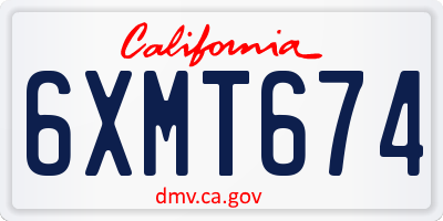 CA license plate 6XMT674