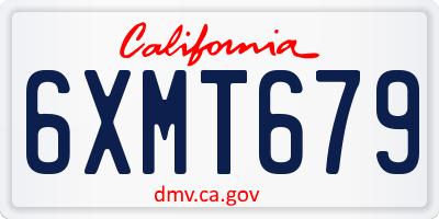 CA license plate 6XMT679