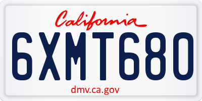 CA license plate 6XMT680