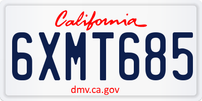 CA license plate 6XMT685
