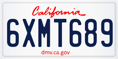CA license plate 6XMT689