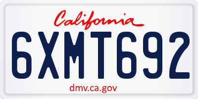 CA license plate 6XMT692