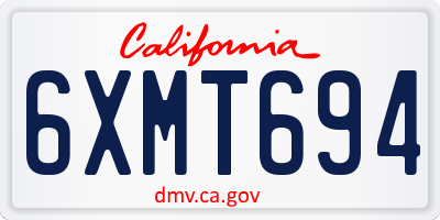CA license plate 6XMT694