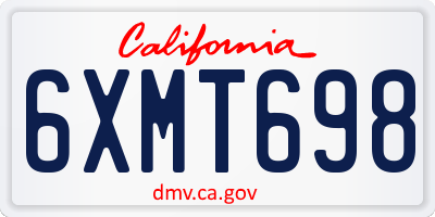 CA license plate 6XMT698