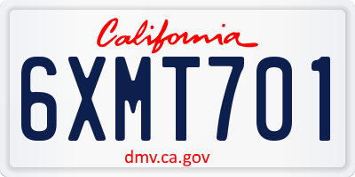 CA license plate 6XMT701