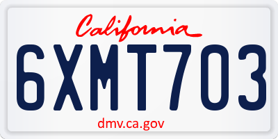 CA license plate 6XMT703