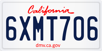 CA license plate 6XMT706