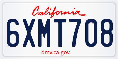 CA license plate 6XMT708