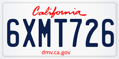 CA license plate 6XMT726
