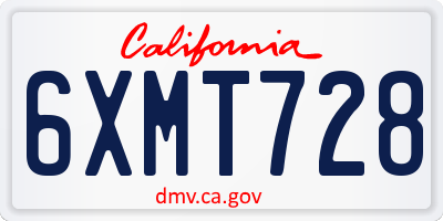 CA license plate 6XMT728
