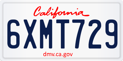 CA license plate 6XMT729