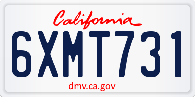 CA license plate 6XMT731