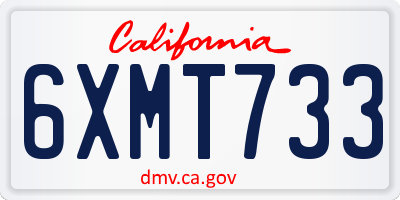 CA license plate 6XMT733