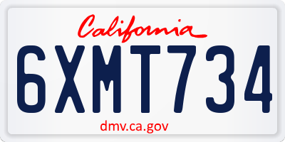 CA license plate 6XMT734