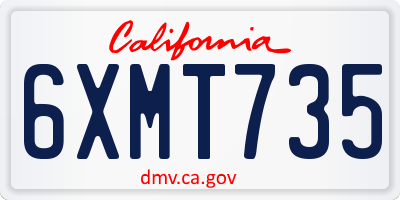 CA license plate 6XMT735