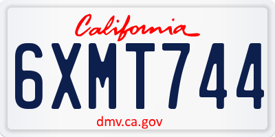 CA license plate 6XMT744