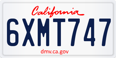 CA license plate 6XMT747