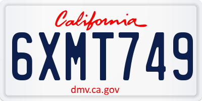 CA license plate 6XMT749