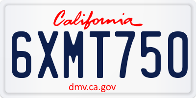 CA license plate 6XMT750