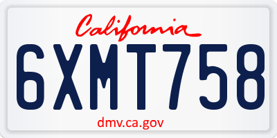 CA license plate 6XMT758