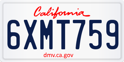 CA license plate 6XMT759