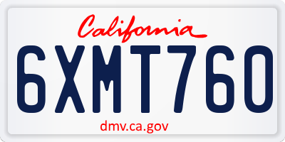 CA license plate 6XMT760
