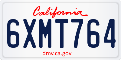 CA license plate 6XMT764