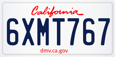 CA license plate 6XMT767